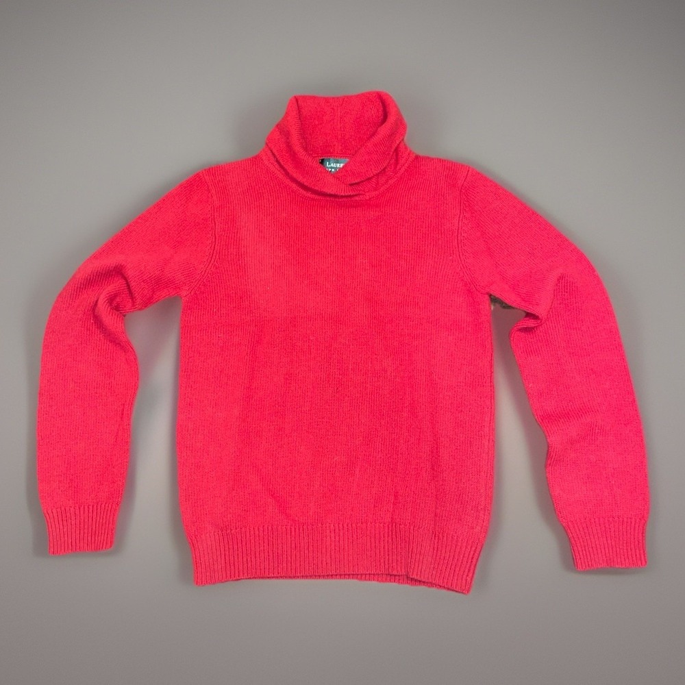 Lauren Ralph Lauren Red Cotton Turtle Neck Wrap Neck Sweater - Women Size Medium